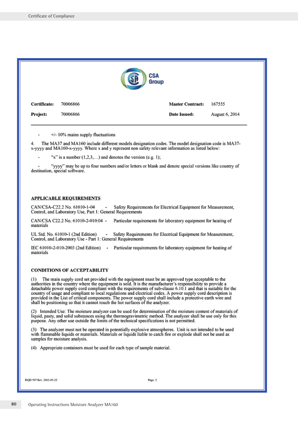 Rice Lake MA160 Sartorius Moisture Analyzer User Manual | Page 80 / 82