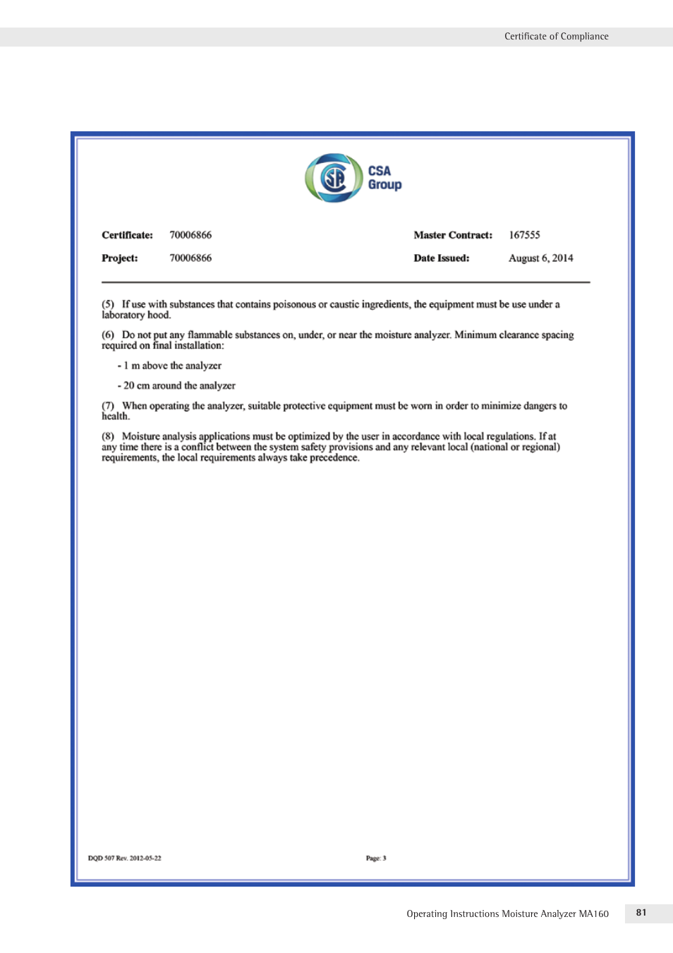 Rice Lake MA160 Sartorius Moisture Analyzer User Manual | Page 81 / 82