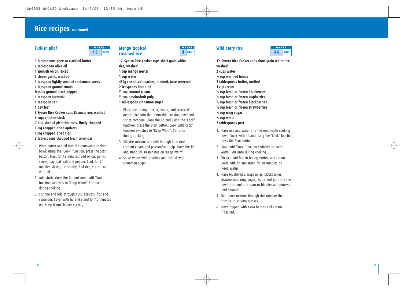 Rice recipes | Breville Syncro Rice Cooker User Manual | Page 15 / 17