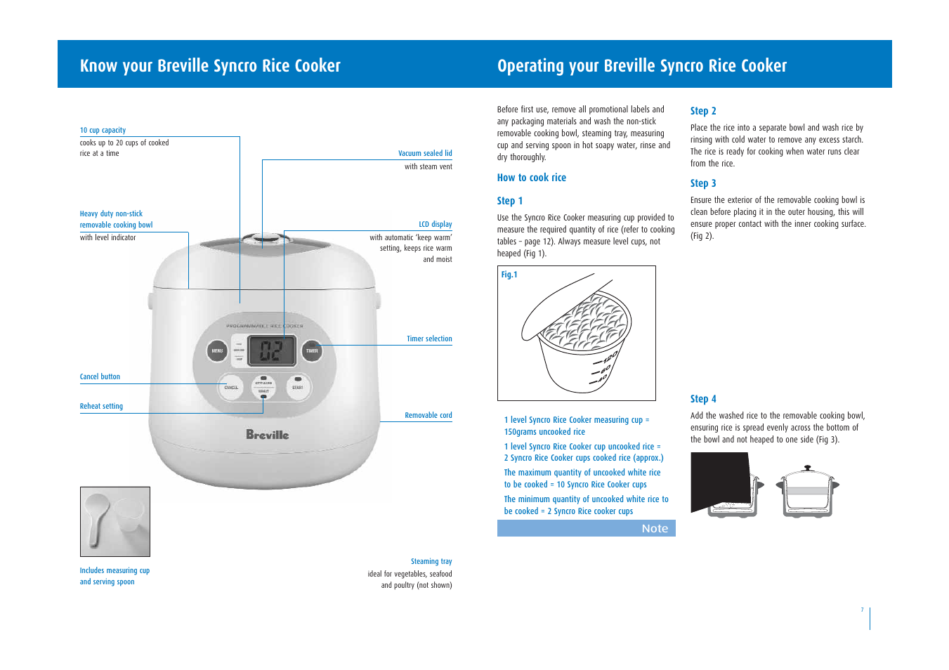 Operating your breville syncro rice cooker, Know your breville syncro rice cooker | Breville Syncro Rice Cooker User Manual | Page 4 / 17