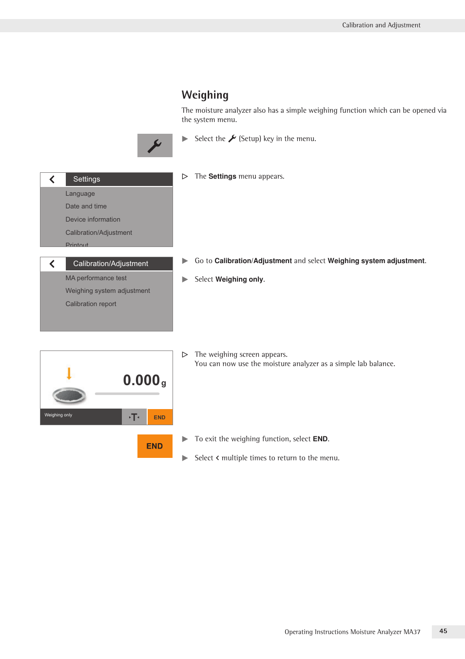 Weighing | Rice Lake MA37 Sartorius Moisture Analyzer User Manual | Page 45 / 69