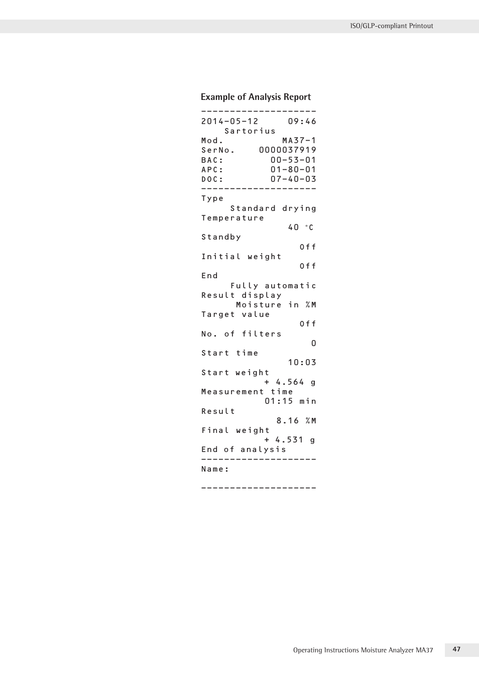 Rice Lake MA37 Sartorius Moisture Analyzer User Manual | Page 47 / 69