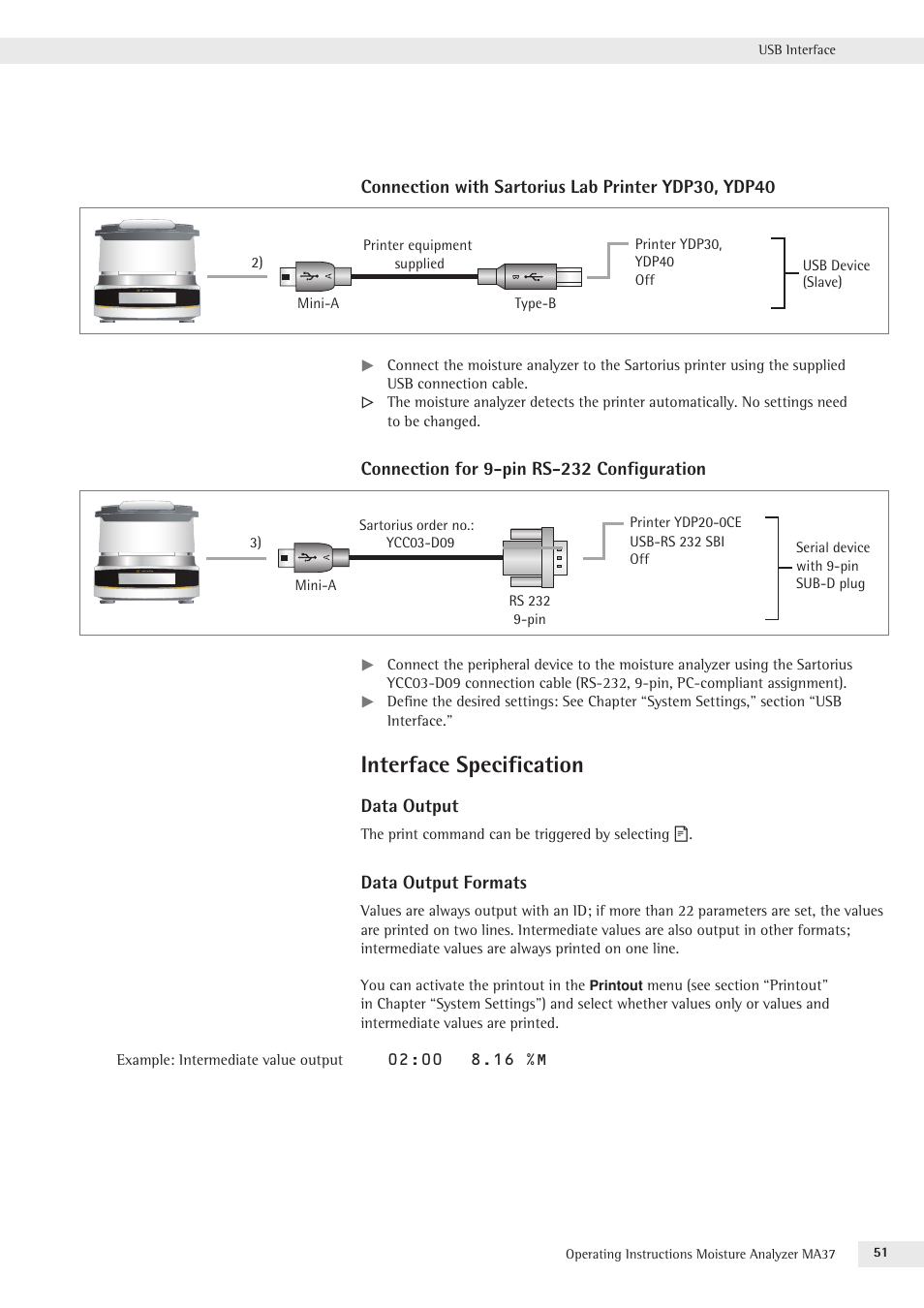 Interface specification | Rice Lake MA37 Sartorius Moisture Analyzer User Manual | Page 51 / 69