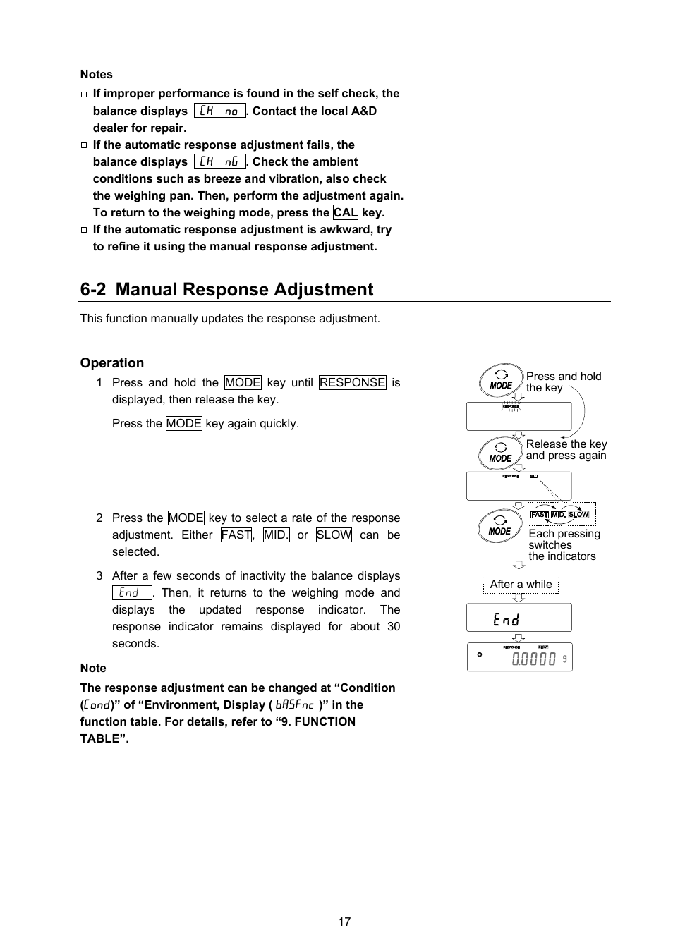 2 manual response adjustment | Rice Lake MC Series Mass Comparator, A&D Weighing - MC-6100 User Manual | Page 19 / 66