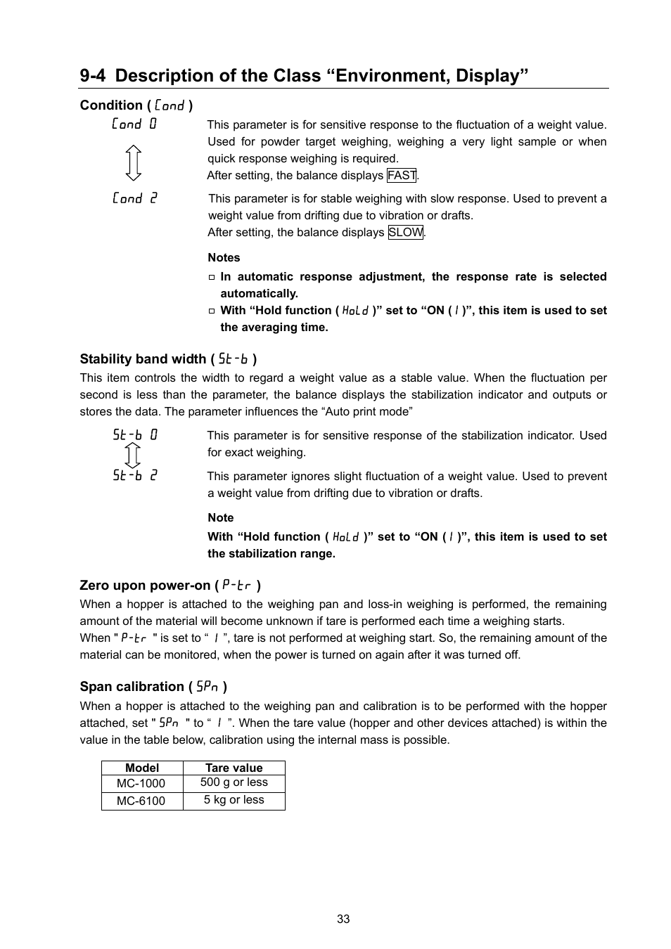 4 description of the class “environment, display | Rice Lake MC Series Mass Comparator, A&D Weighing - MC-6100 User Manual | Page 35 / 66