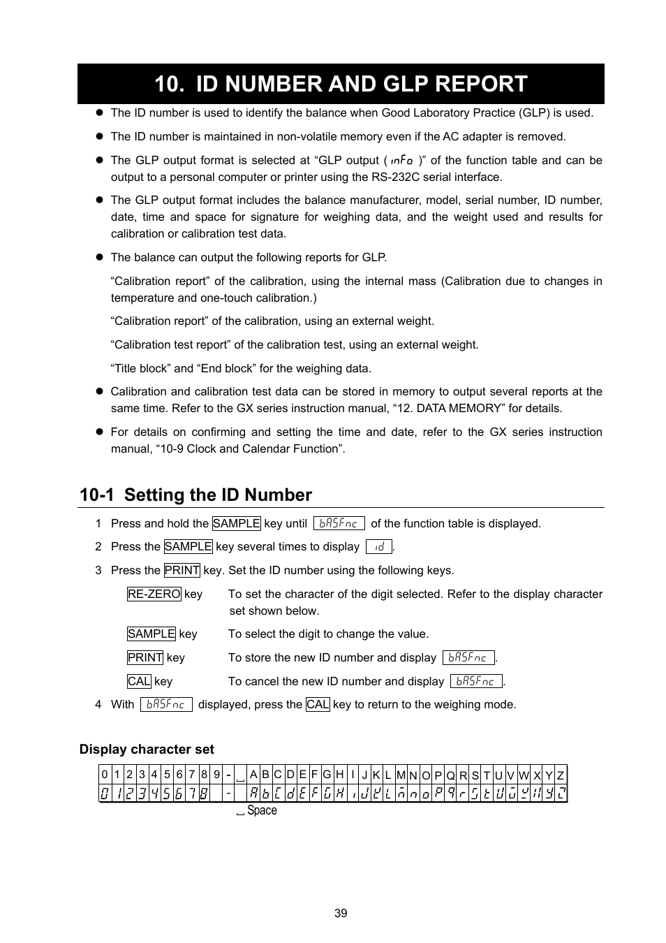 Id number and glp report, 1 setting the id number | Rice Lake MC Series Mass Comparator, A&D Weighing - MC-6100 User Manual | Page 41 / 66