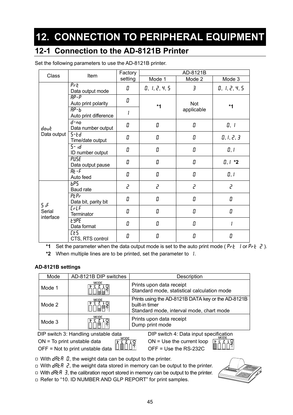 Connection to peripheral equipment | Rice Lake MC Series Mass Comparator, A&D Weighing - MC-6100 User Manual | Page 47 / 66