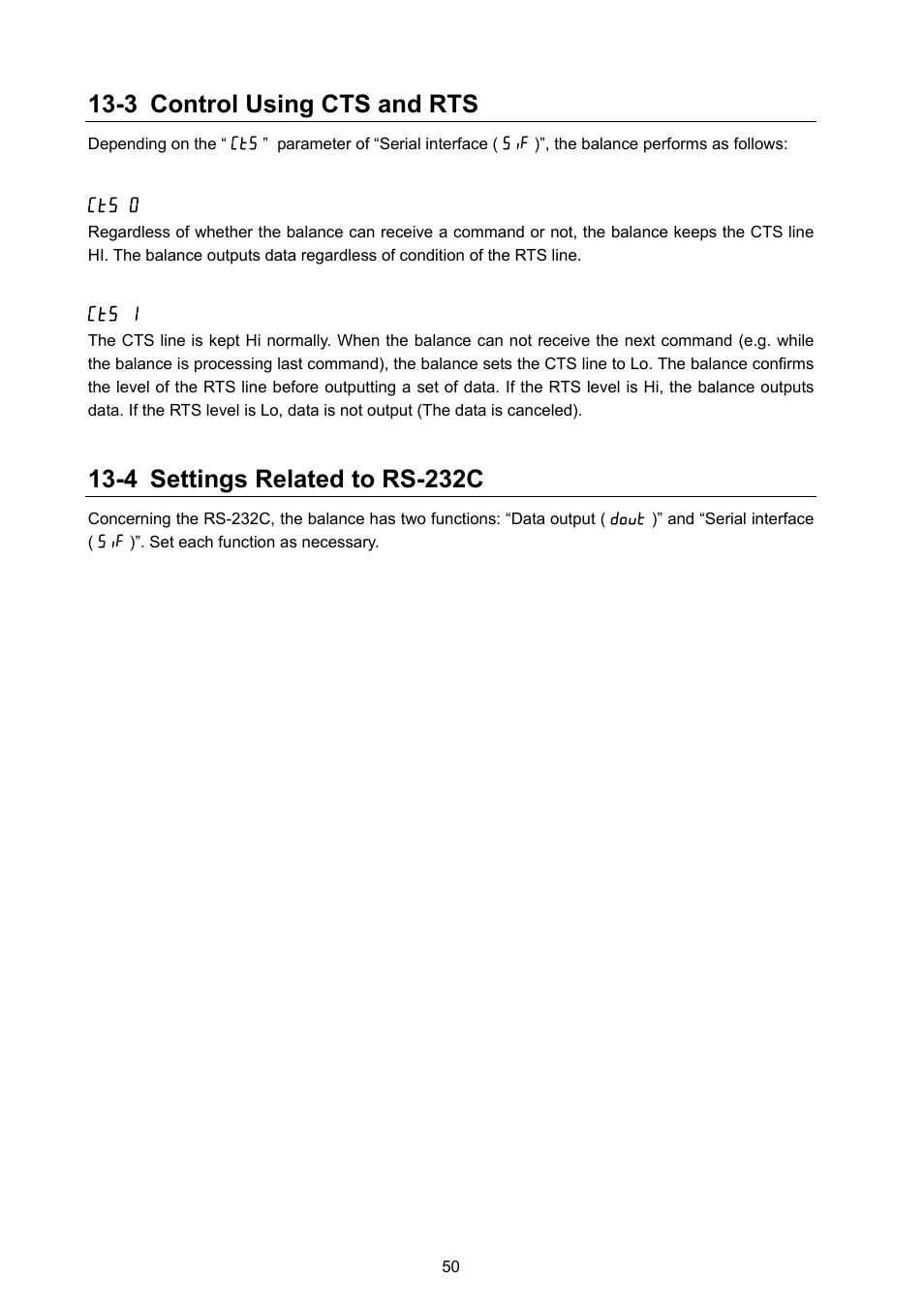 3 control using cts and rts, 4 settings related to rs-232c | Rice Lake MC Series Mass Comparator, A&D Weighing - MC-6100 User Manual | Page 52 / 66