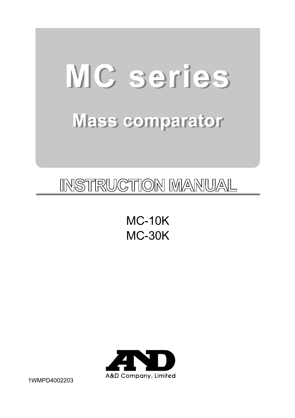 Rice Lake MC Series Mass Comparator, A&D Weighing - MC-30K User Manual | 66 pages