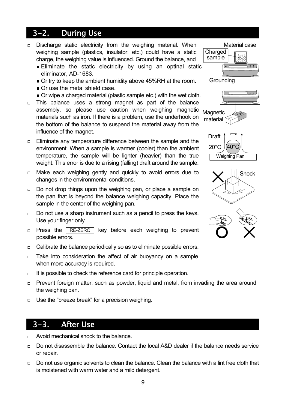 2. during use, 3. after use | Rice Lake MC Series Mass Comparator, A&D Weighing - MC-30K User Manual | Page 11 / 66