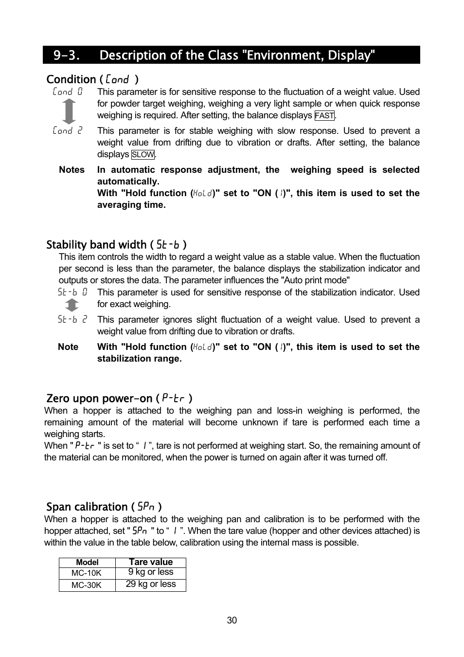 3. description of the class "environment, display | Rice Lake MC Series Mass Comparator, A&D Weighing - MC-30K User Manual | Page 32 / 66