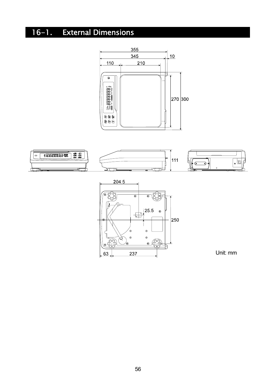 1. external dimensions | Rice Lake MC Series Mass Comparator, A&D Weighing - MC-30K User Manual | Page 58 / 66