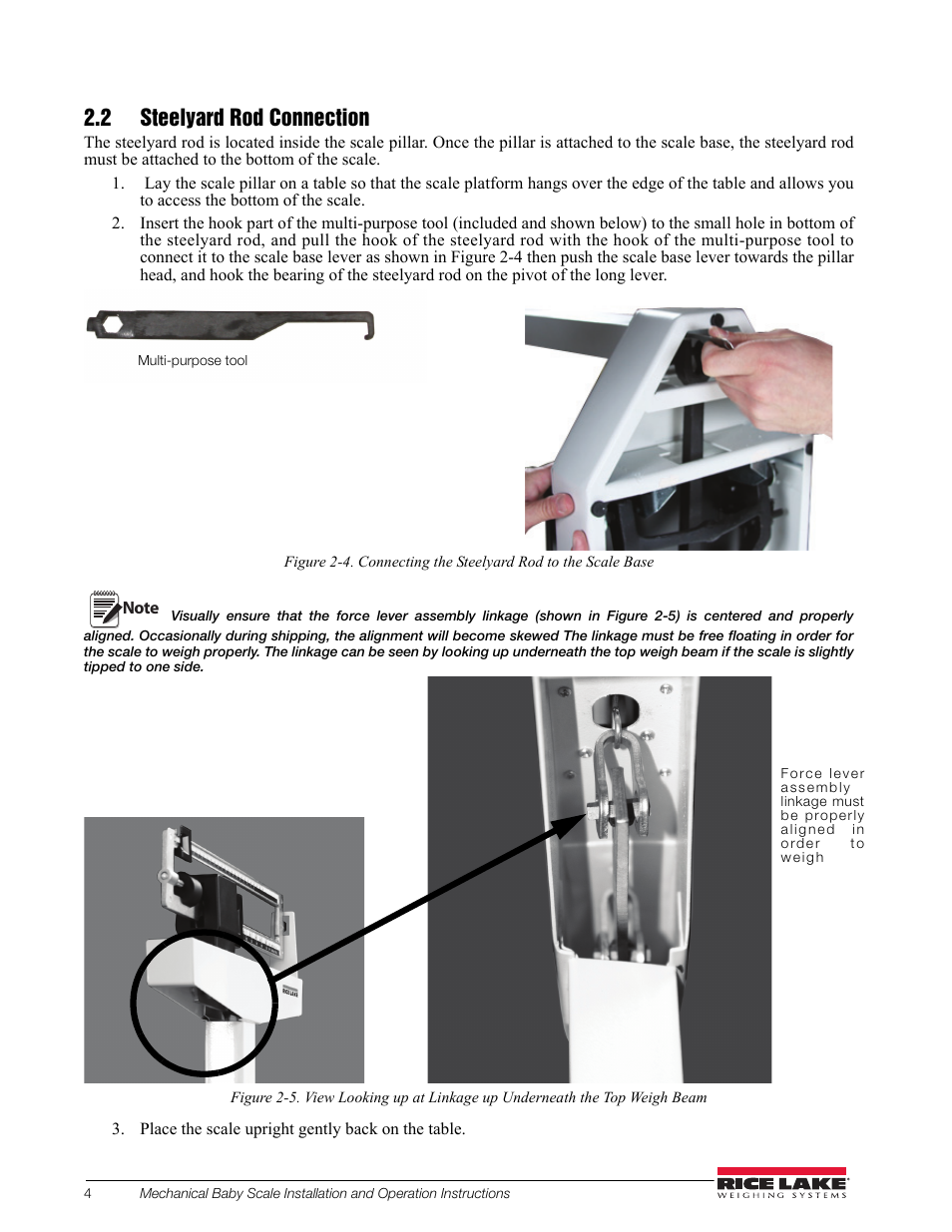2 steelyard rod connection | Rice Lake Mechanical Beam Baby Scale RL-MIS-20 (KG Only) User Manual | Page 8 / 16