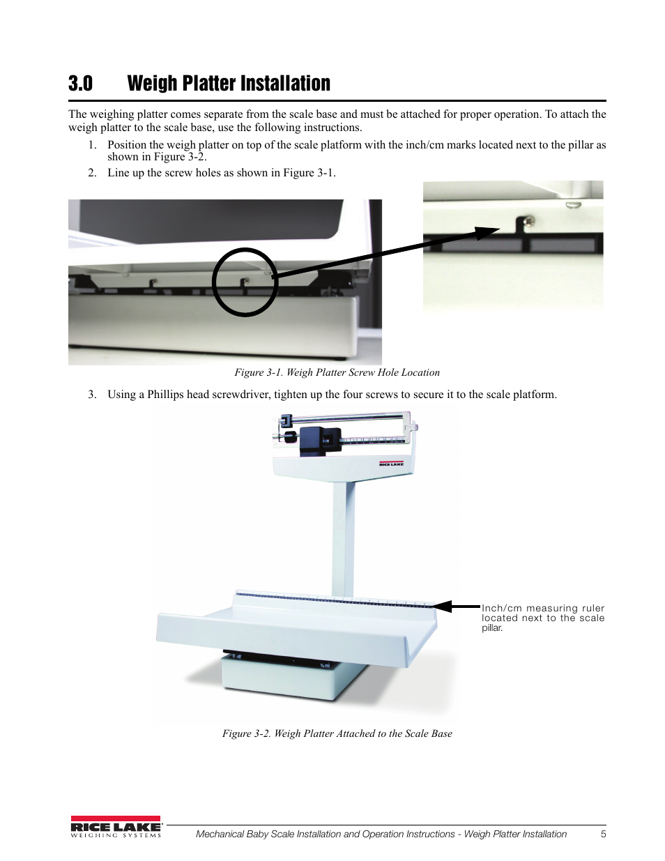 0 weigh platter installation | Rice Lake Mechanical Beam Baby Scale RL-MIS-20 (KG Only) User Manual | Page 9 / 16