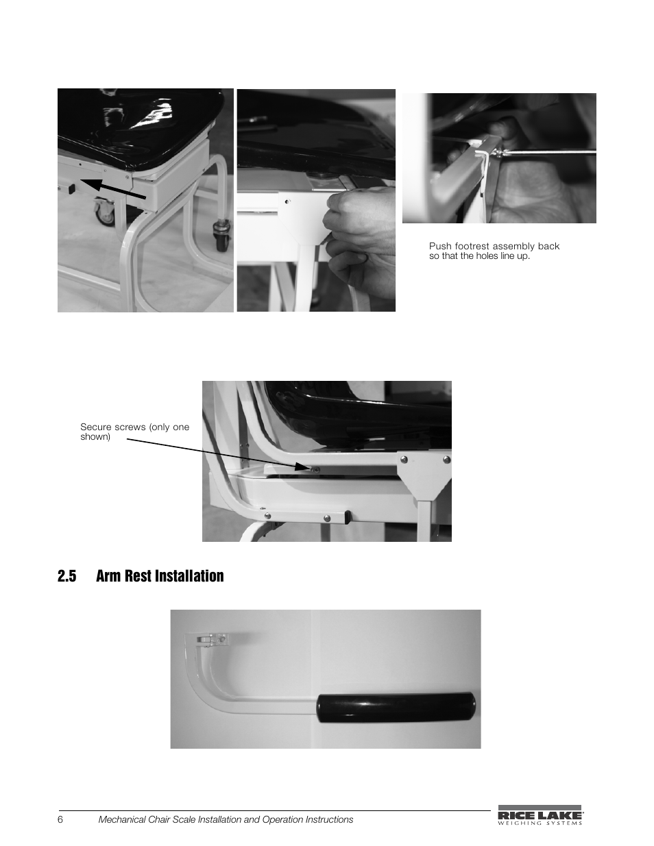 5 arm rest installation, Figure 2-10 | Rice Lake Mechanical Chair Scale (RL-MCS) User Manual | Page 10 / 16