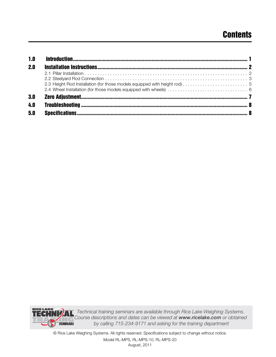 Rice Lake Mechanical Physician Scale RL-MPS-20 (LB and KG, No Height Rod) User Manual | Page 3 / 18