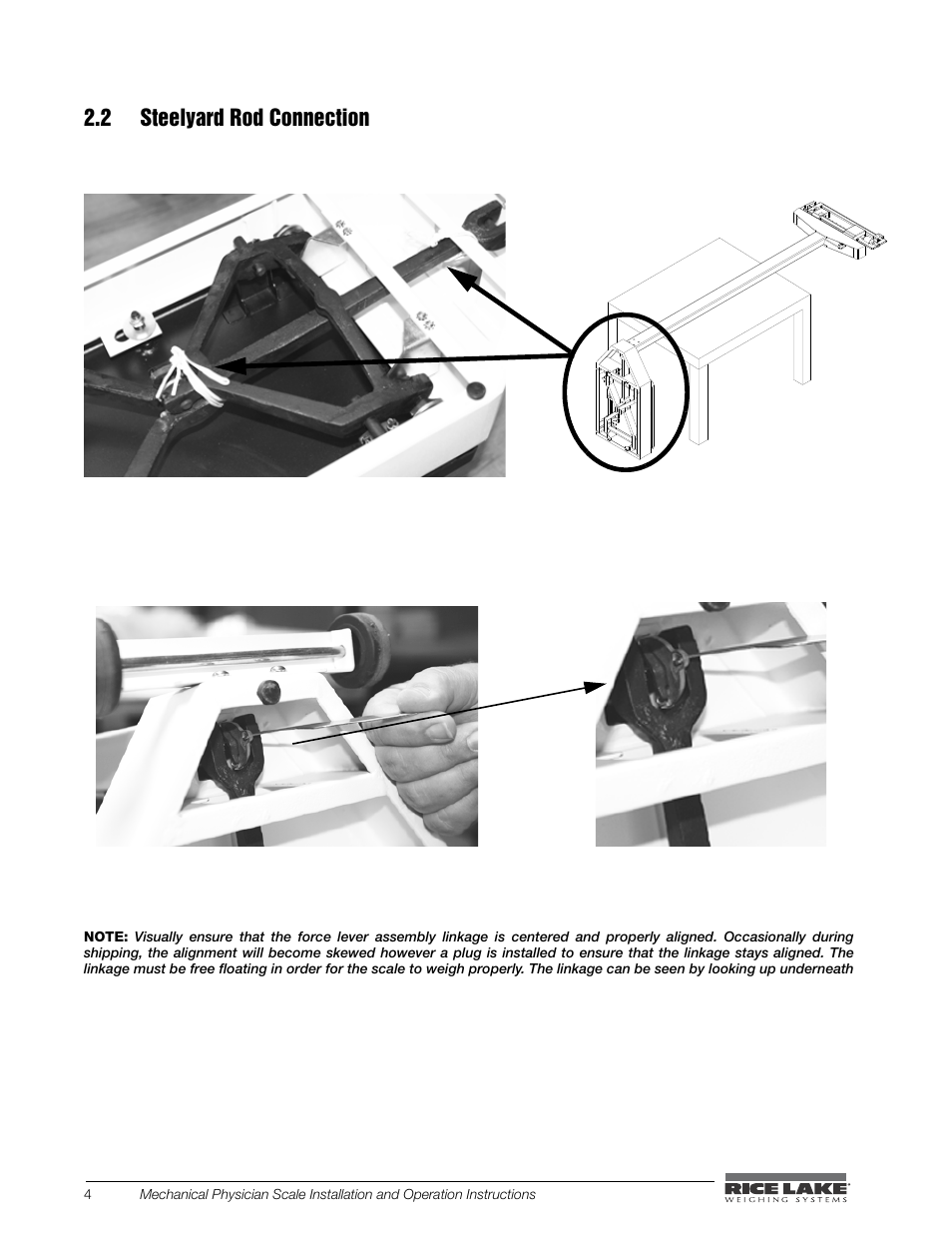 2 steelyard rod connection | Rice Lake Mechanical Physician Scale RL-MPS-20 (LB and KG, No Height Rod) User Manual | Page 8 / 18