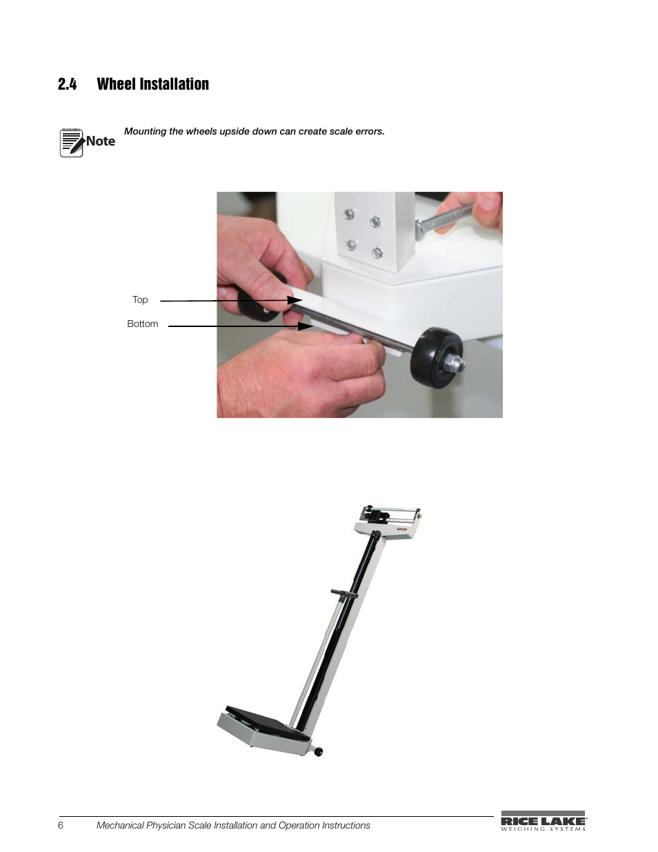 4 wheel installation | Rice Lake Mechanical Physician Scale with Handpost RL-MPS-30 (KG Only) User Manual | Page 10 / 18