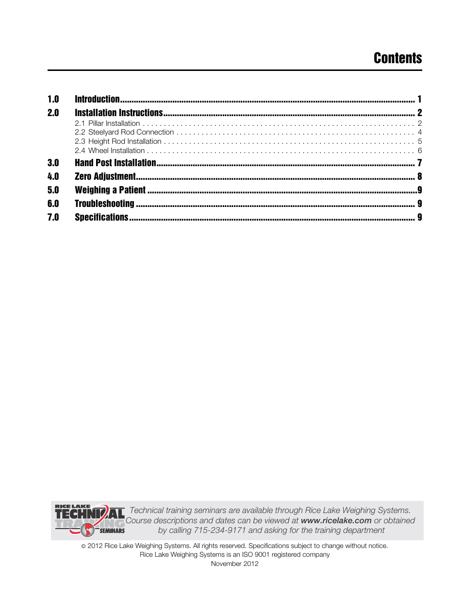 Rice Lake Mechanical Physician Scale with Handpost RL-MPS-30 (KG Only) User Manual | Page 3 / 18