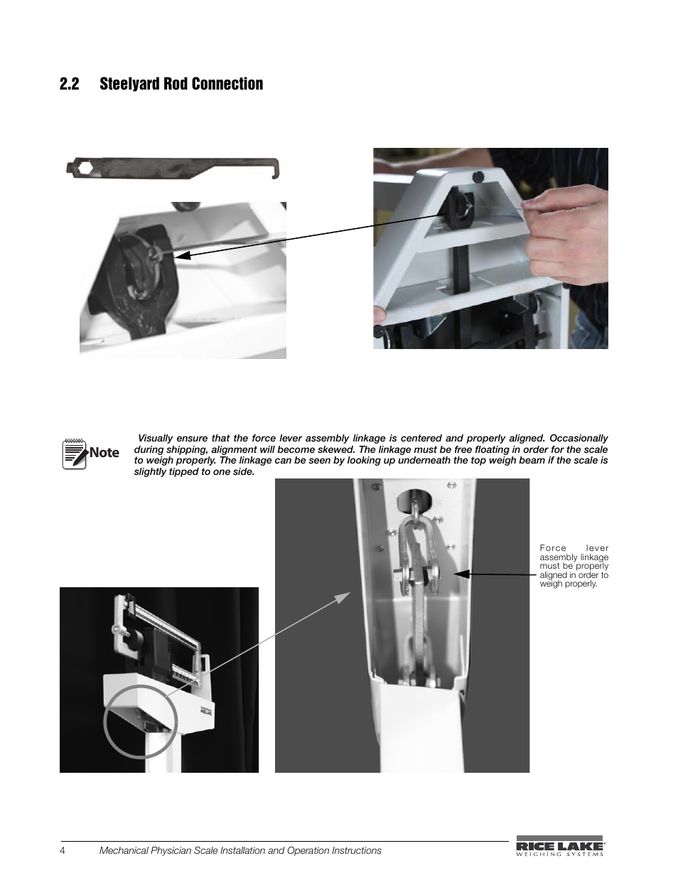 2 steelyard rod connection | Rice Lake Mechanical Physician Scale with Handpost RL-MPS-30 (KG Only) User Manual | Page 8 / 18