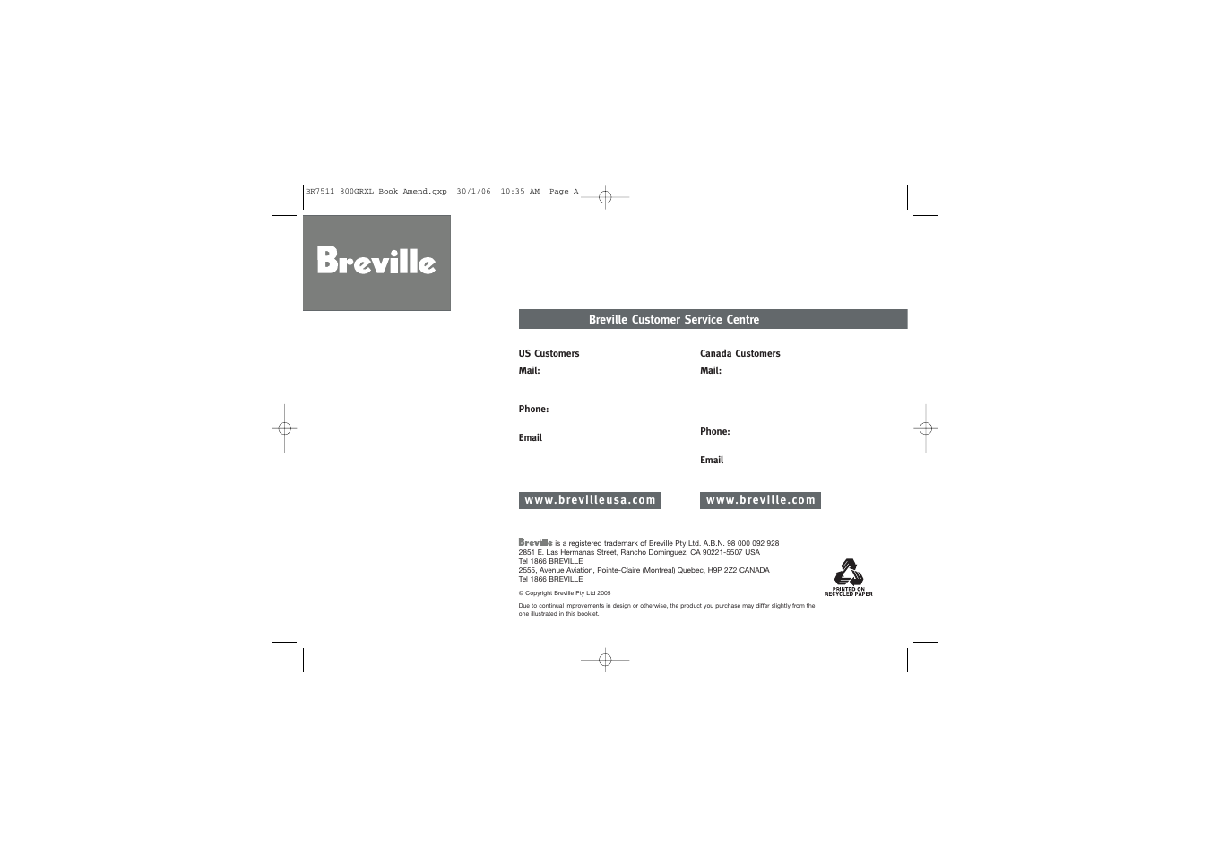 Breville 800GRXL User Manual | 96 pages