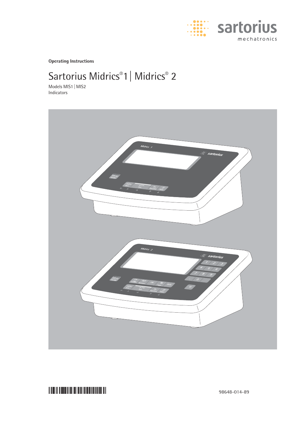 Rice Lake Sartorius Midrics 1 and 2 Series - Operating Instructions User Manual | 107 pages