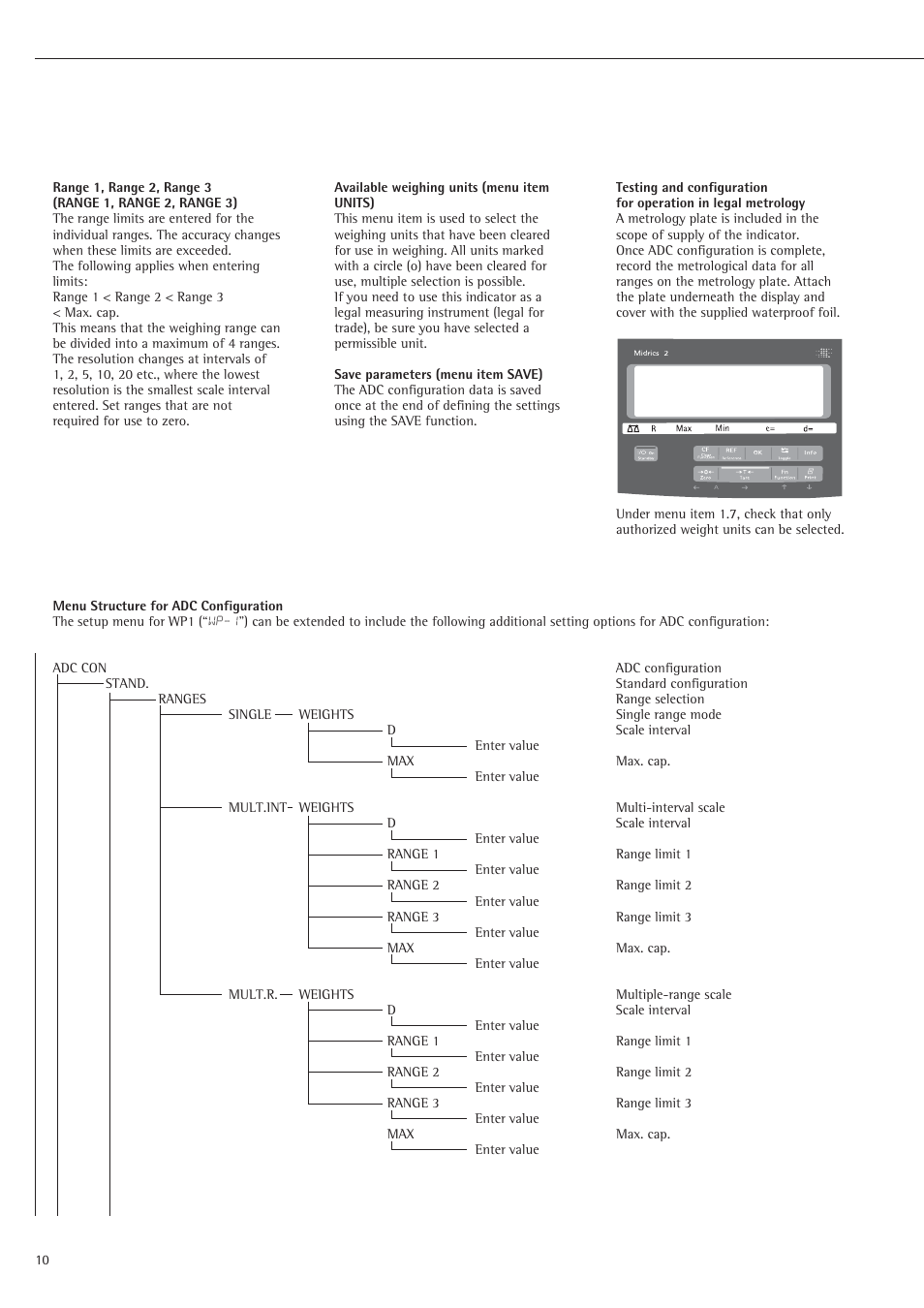 Menu structure for adc configuration | Rice Lake Sartorius Midrics 1 and 2 Series - Operating Instructions User Manual | Page 10 / 107
