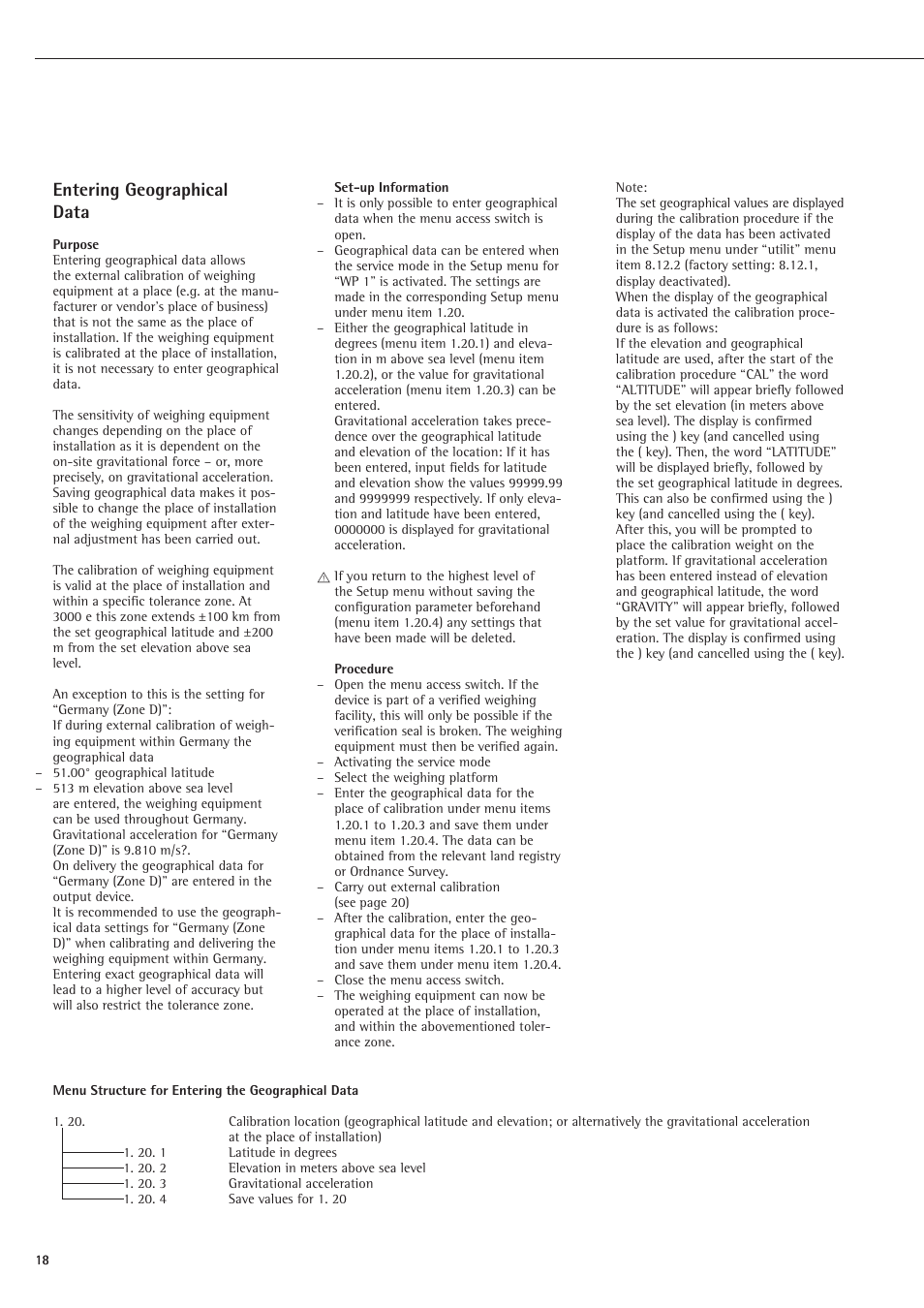 Entering geographicaldata, Entering geographical data | Rice Lake Sartorius Midrics 1 and 2 Series - Operating Instructions User Manual | Page 18 / 107