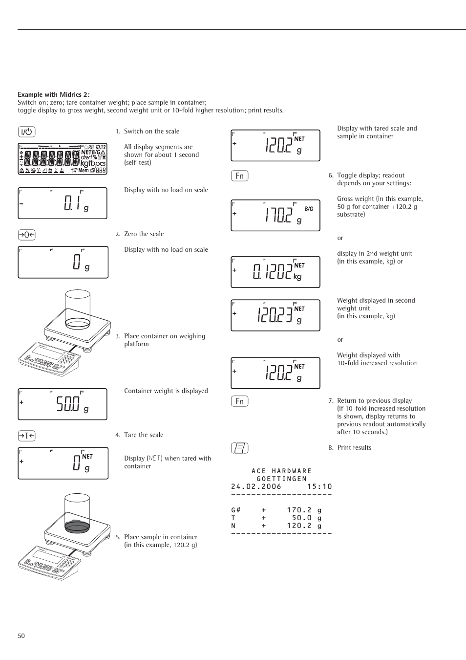 Rice Lake Sartorius Midrics 1 and 2 Series - Operating Instructions User Manual | Page 50 / 107
