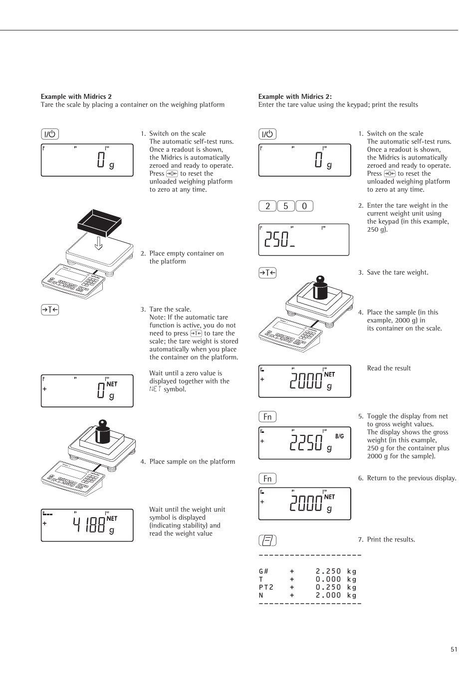 Tare the scale, Enter the tare value using the keypad | Rice Lake Sartorius Midrics 1 and 2 Series - Operating Instructions User Manual | Page 51 / 107