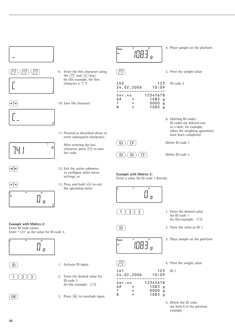 Rice Lake Sartorius Midrics 1 and 2 Series - Operating Instructions User Manual | Page 56 / 107