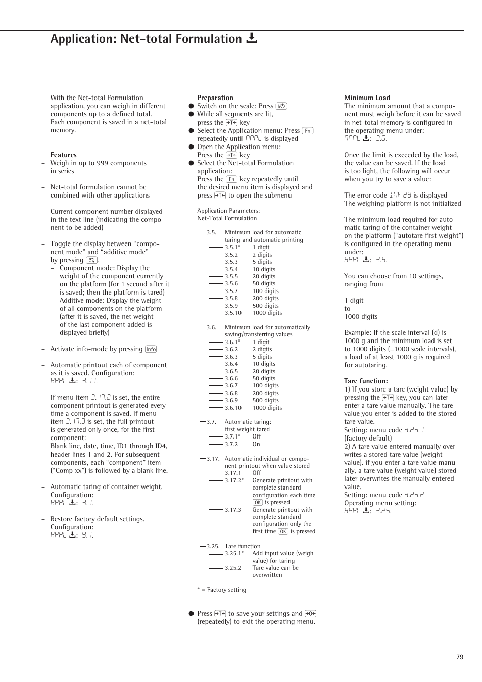 Net-total formulation, Application: net-total formulation r | Rice Lake Sartorius Midrics 1 and 2 Series - Operating Instructions User Manual | Page 79 / 107