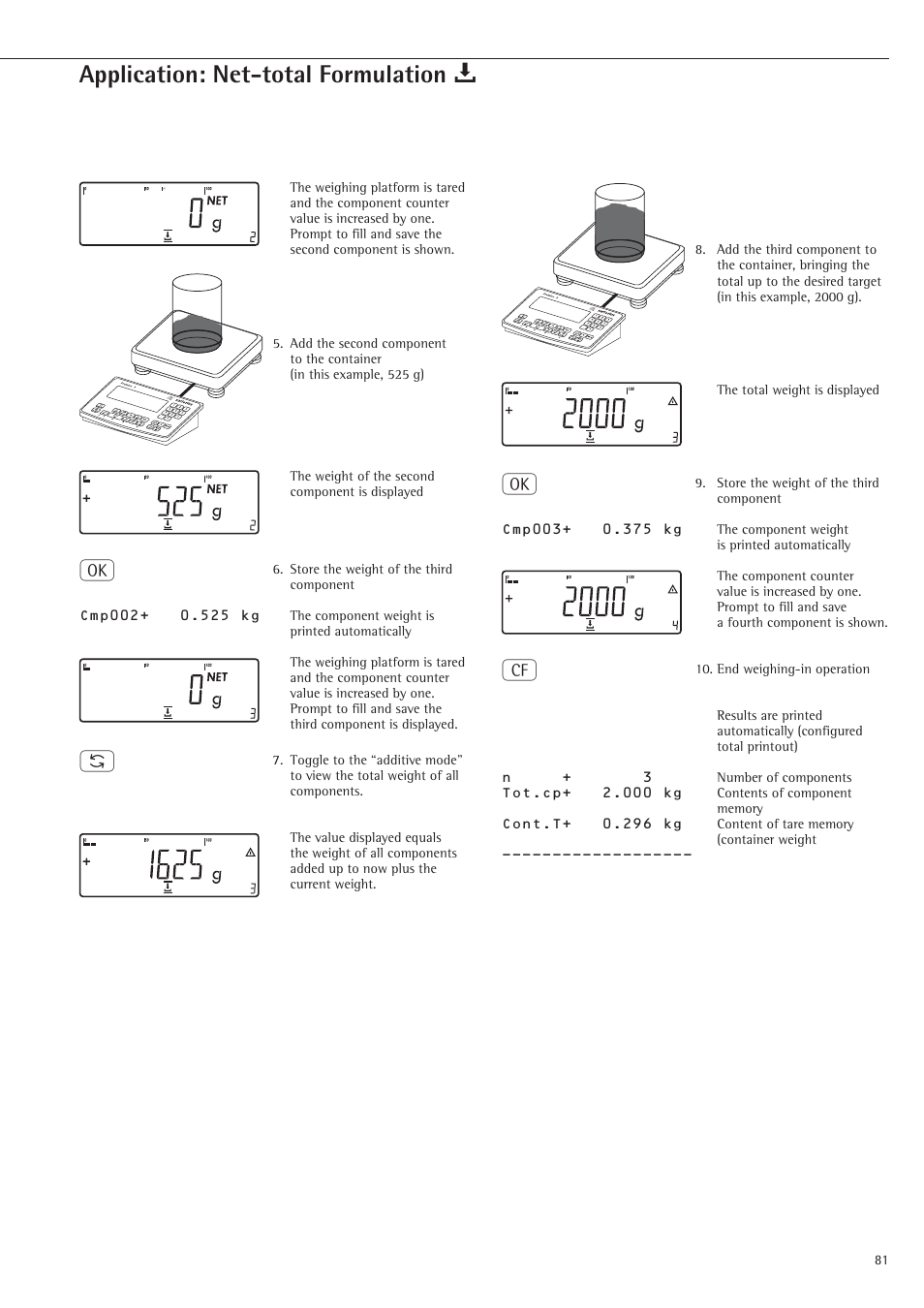 Application: net-total formulation r | Rice Lake Sartorius Midrics 1 and 2 Series - Operating Instructions User Manual | Page 81 / 107