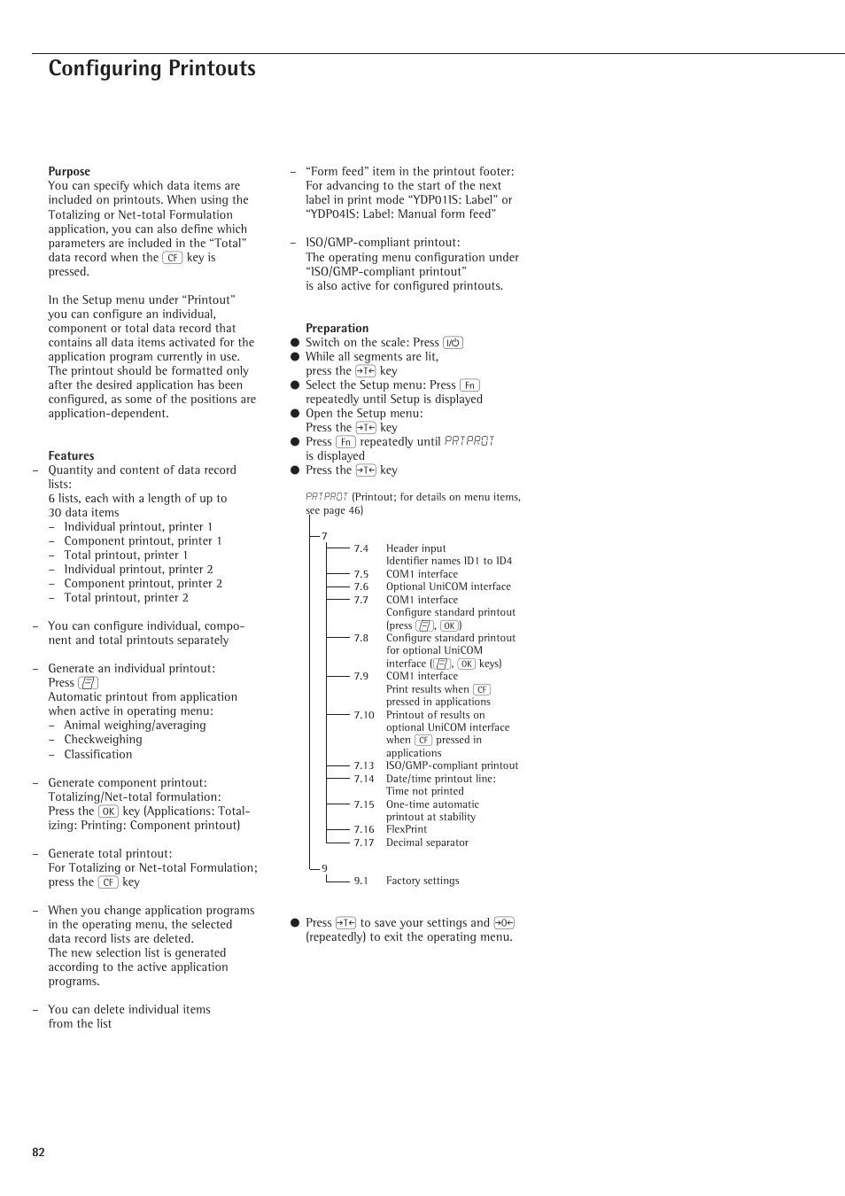 Configuring printouts | Rice Lake Sartorius Midrics 1 and 2 Series - Operating Instructions User Manual | Page 82 / 107