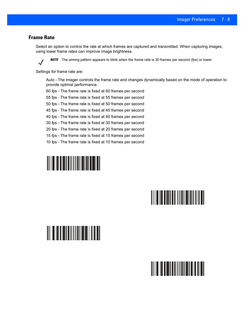 Frame rate, Frame rate -9 | Rice Lake Motorola DS457 Laser Scanner User Manual | Page 103 / 428