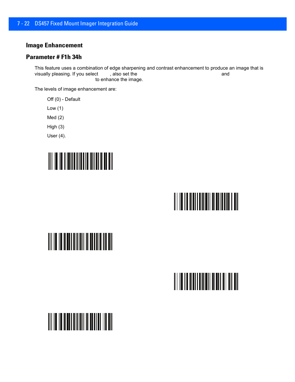 Image enhancement, Image enhancement -22, Image enhancement parameter # f1h 34h | Rice Lake Motorola DS457 Laser Scanner User Manual | Page 116 / 428