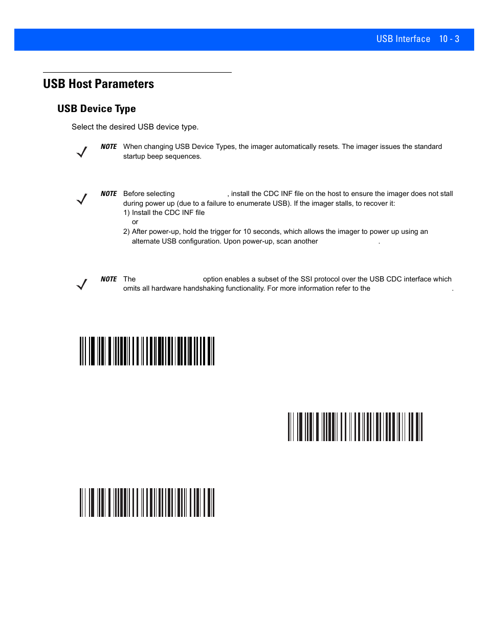 Usb host parameters, Usb device type, Usb host parameters -3 | Usb device type -3 | Rice Lake Motorola DS457 Laser Scanner User Manual | Page 173 / 428