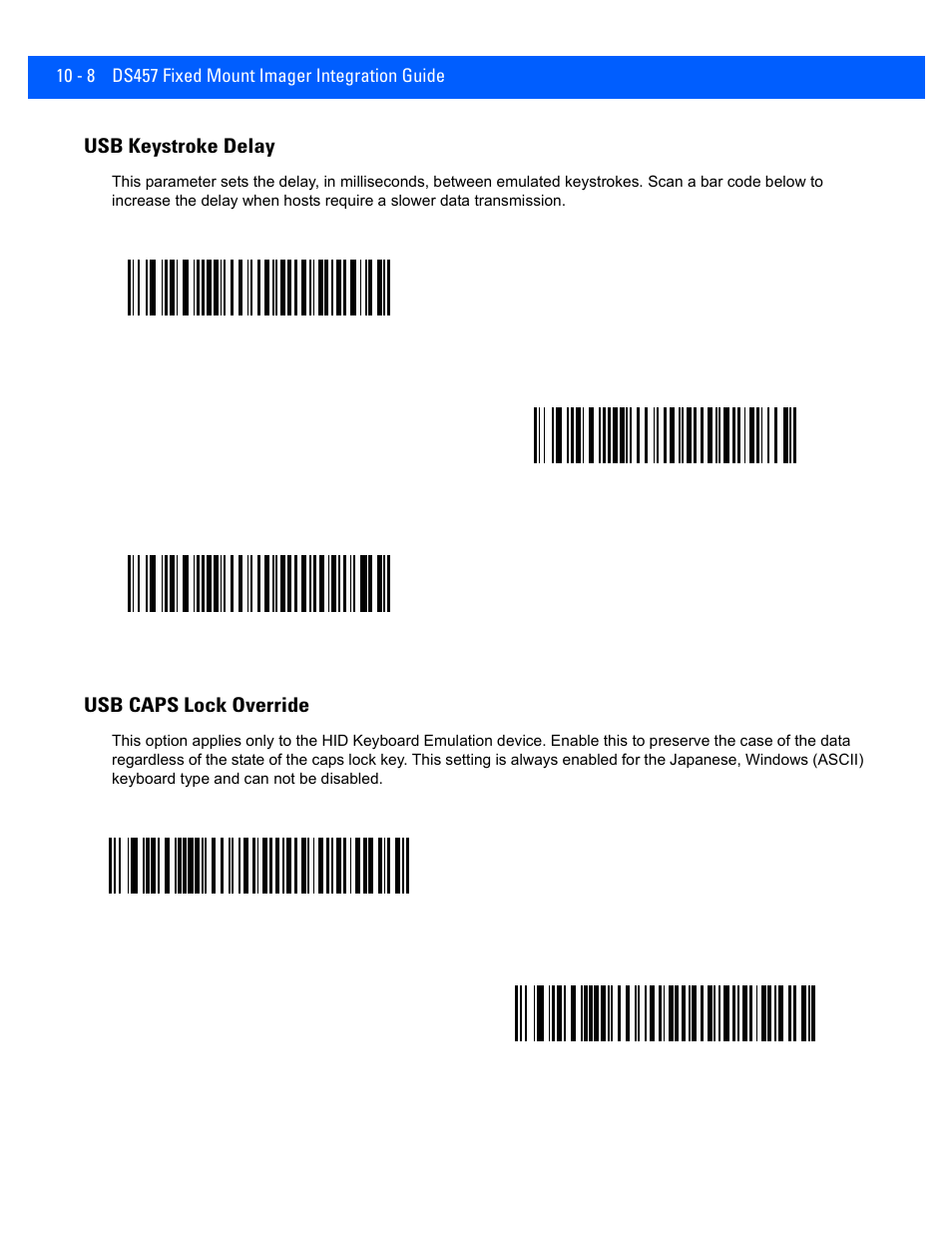 Usb keystroke delay, Usb caps lock override, Usb keystroke delay -8 | Usb caps lock override -8 | Rice Lake Motorola DS457 Laser Scanner User Manual | Page 178 / 428