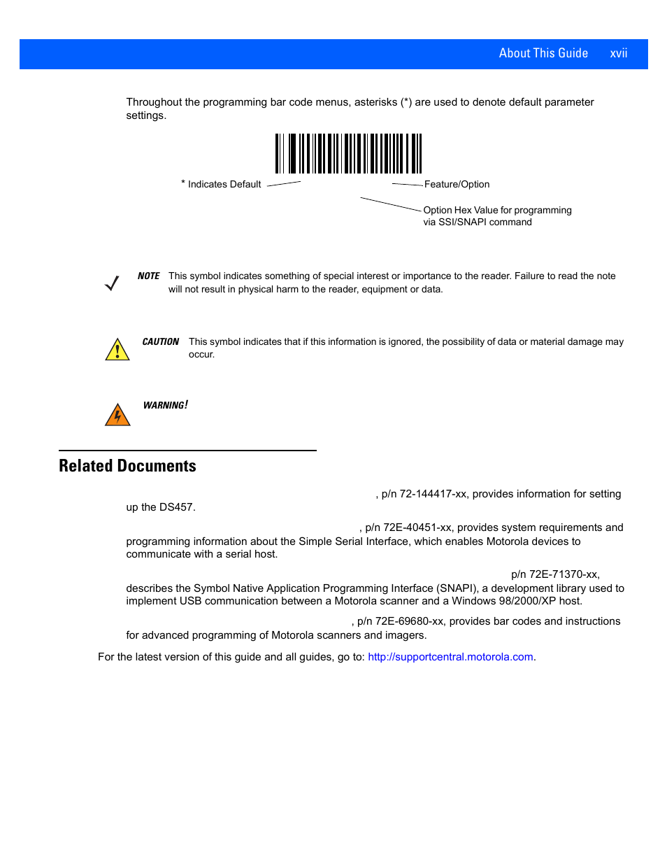 Related documents | Rice Lake Motorola DS457 Laser Scanner User Manual | Page 19 / 428