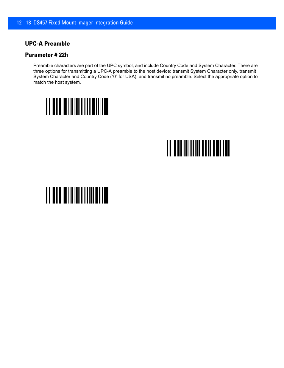 Upc-a preamble, Upc-a preamble -18, Upc-a preamble parameter # 22h | Rice Lake Motorola DS457 Laser Scanner User Manual | Page 240 / 428