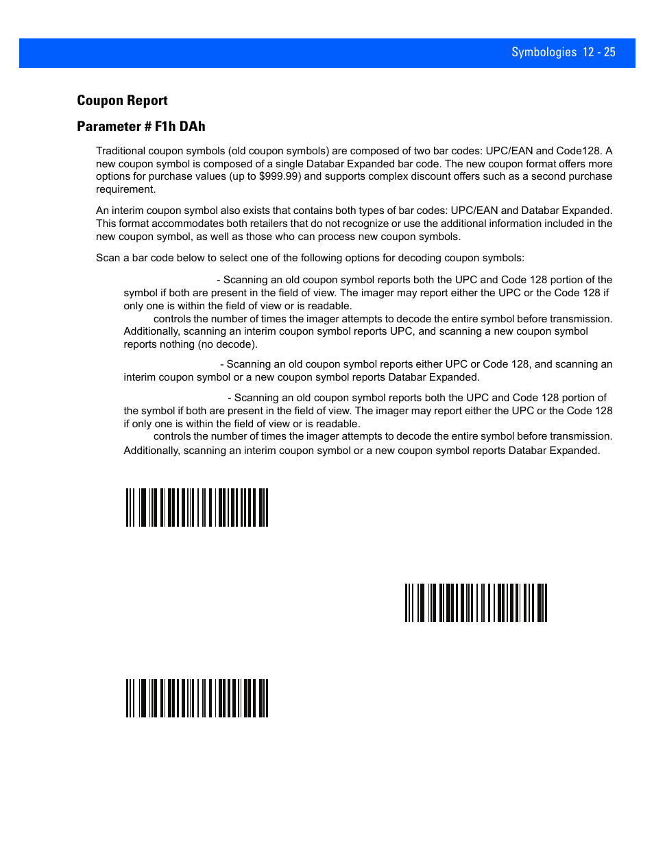 Coupon report, Coupon report -25, Coupon report parameter # f1h dah | Rice Lake Motorola DS457 Laser Scanner User Manual | Page 247 / 428