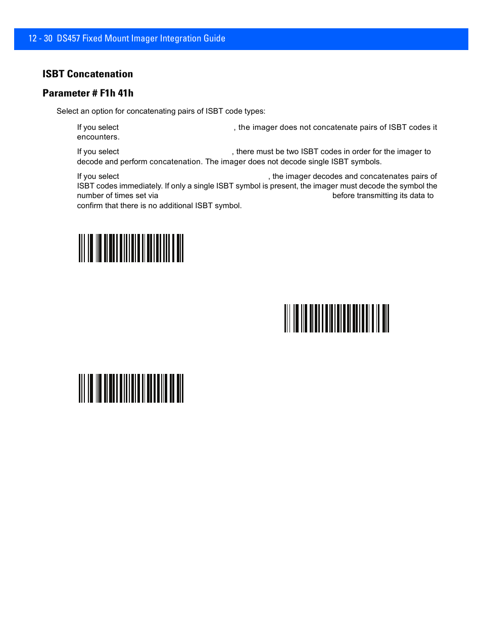 Isbt concatenation, Isbt concatenation -30, Isbt concatenation parameter # f1h 41h | Rice Lake Motorola DS457 Laser Scanner User Manual | Page 252 / 428