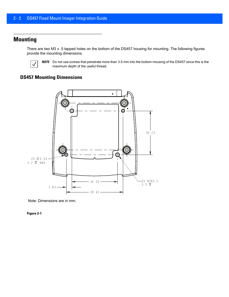 Mounting, Ds457 mounting dimensions, Mounting -2 | Ds457 mounting dimensions -2 | Rice Lake Motorola DS457 Laser Scanner User Manual | Page 26 / 428