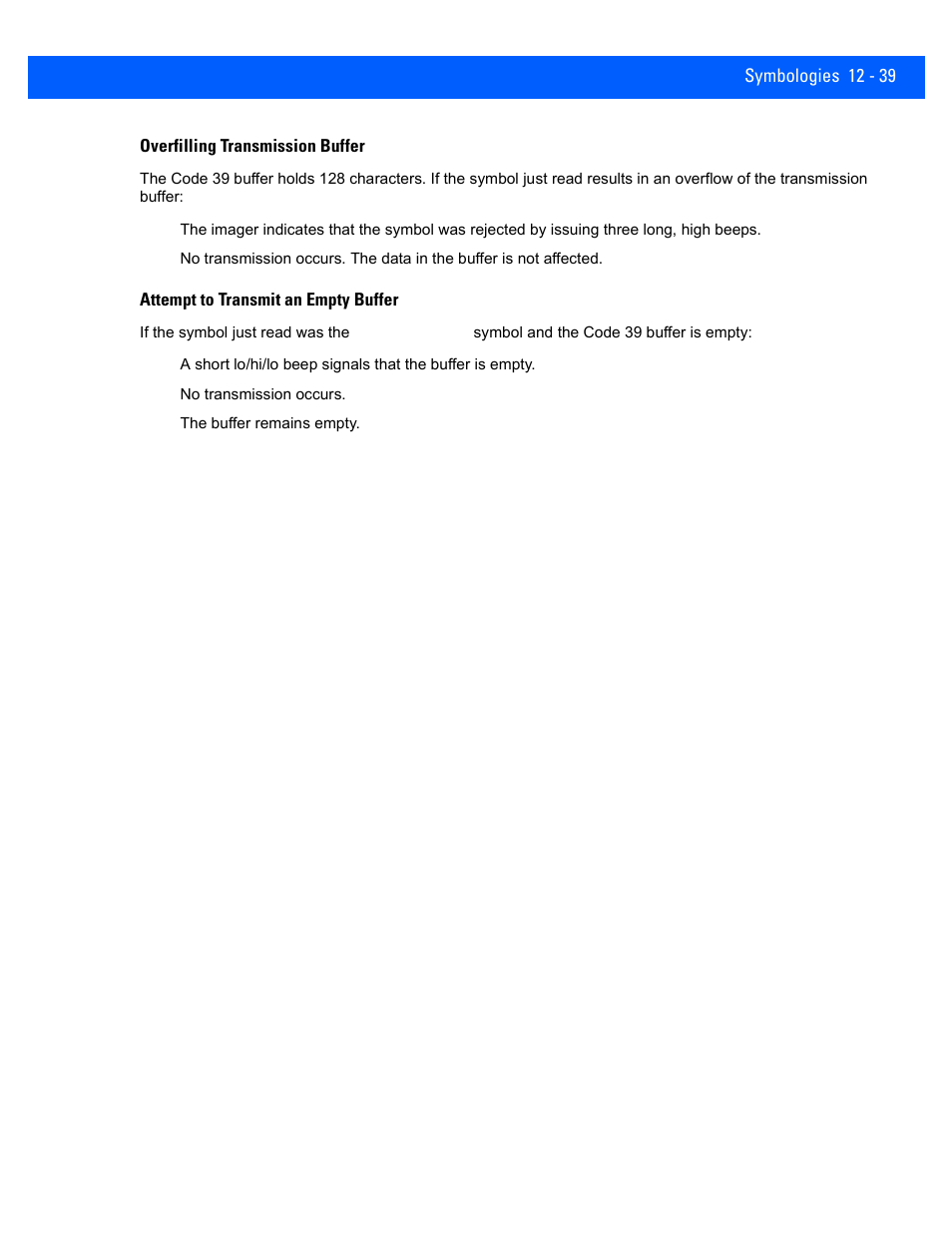 Overfilling transmission buffer | Rice Lake Motorola DS457 Laser Scanner User Manual | Page 261 / 428