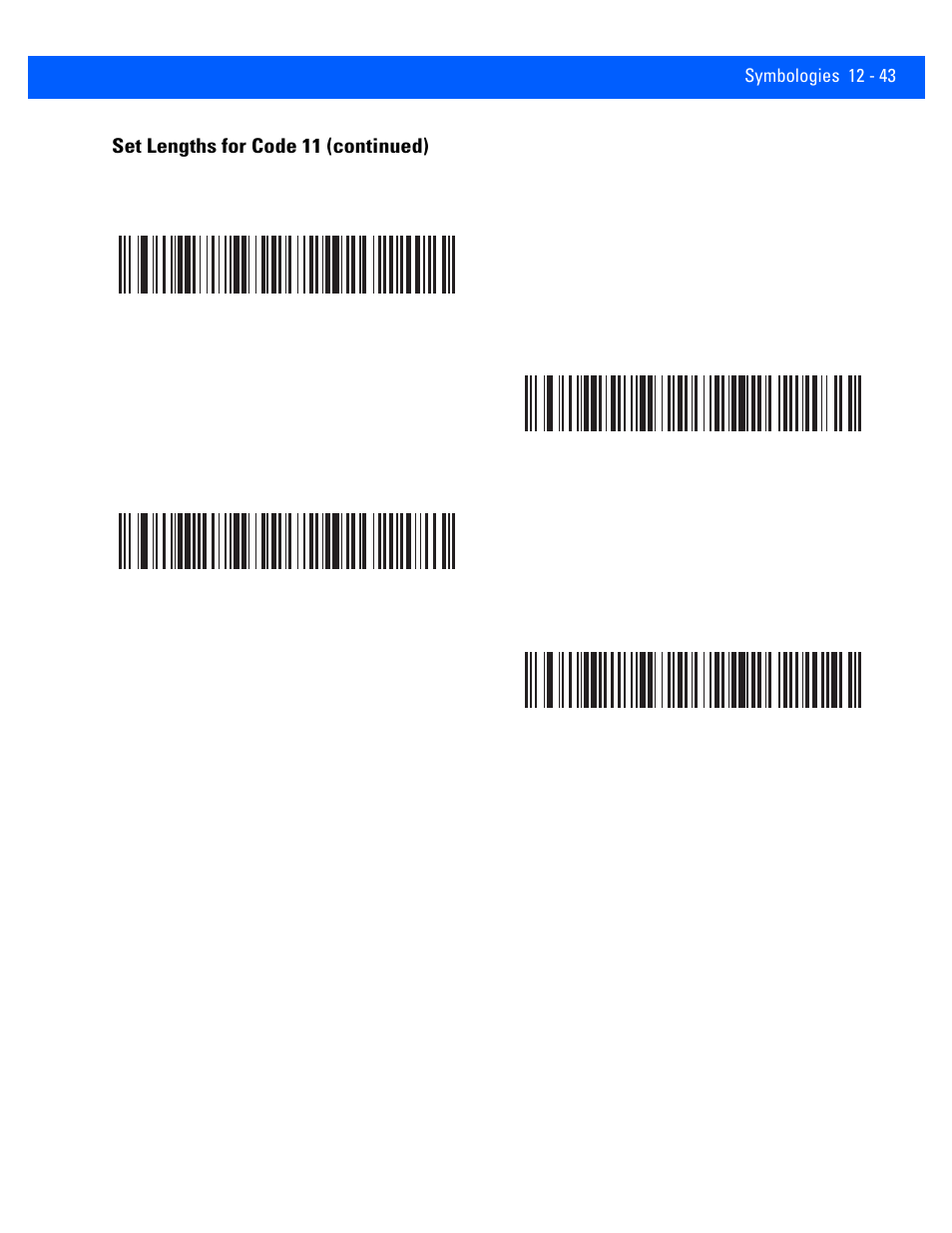 Set lengths for code 11 (continued) | Rice Lake Motorola DS457 Laser Scanner User Manual | Page 265 / 428