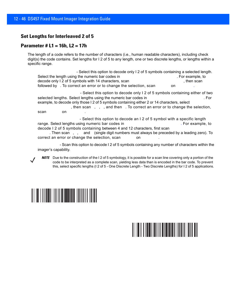 Set lengths for interleaved 2 of 5, Set lengths for interleaved 2 of 5 -46 | Rice Lake Motorola DS457 Laser Scanner User Manual | Page 268 / 428