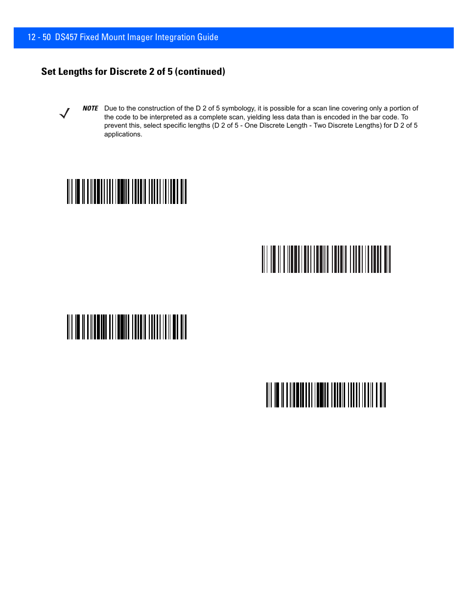 Set lengths for discrete 2 of 5 (continued) | Rice Lake Motorola DS457 Laser Scanner User Manual | Page 272 / 428