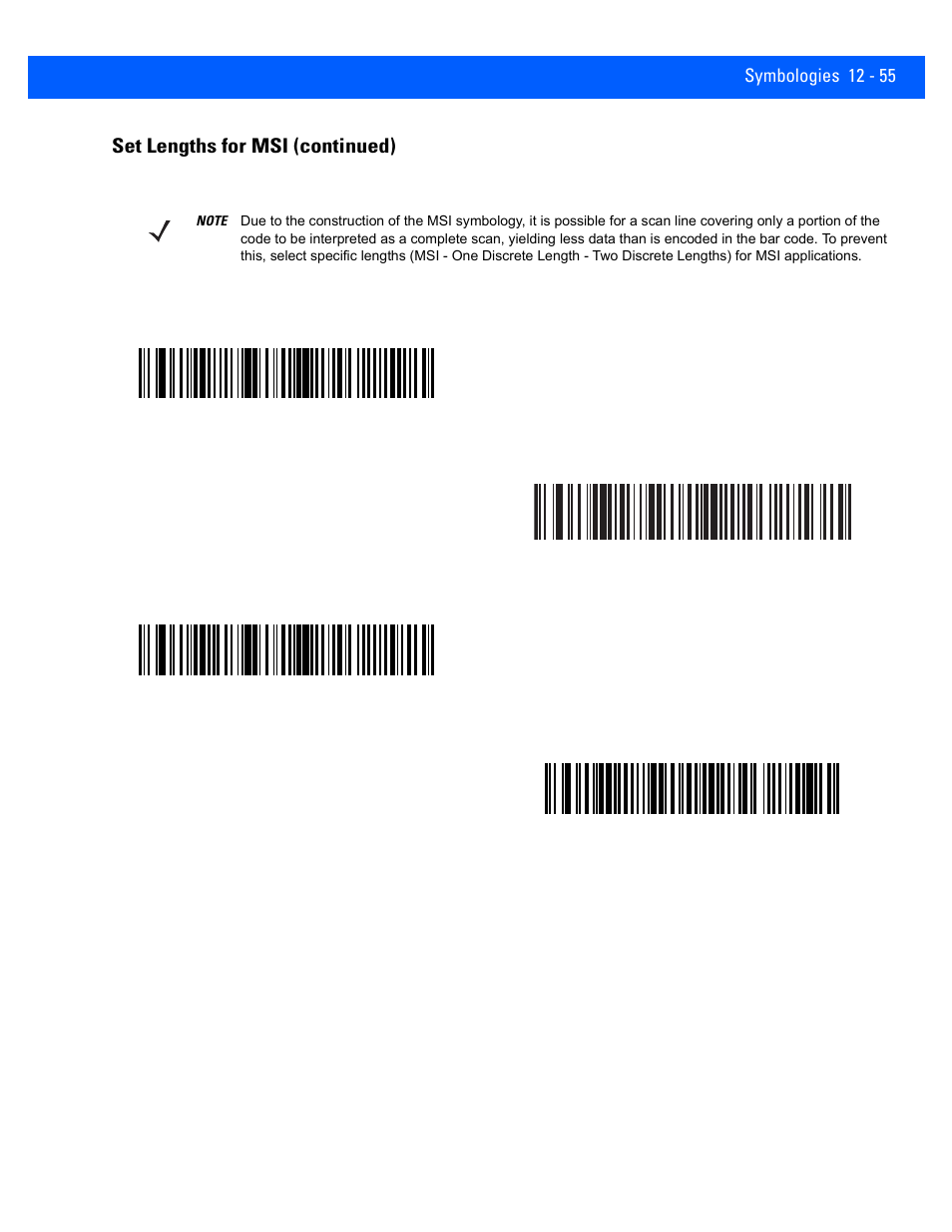 Set lengths for msi (continued) | Rice Lake Motorola DS457 Laser Scanner User Manual | Page 277 / 428