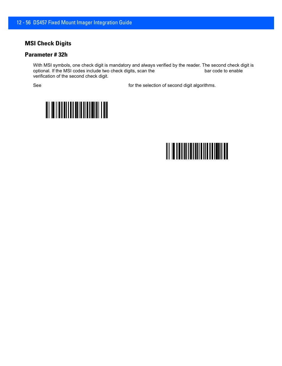 Msi check digits, Msi check digits -56, Msi check digits parameter # 32h | Rice Lake Motorola DS457 Laser Scanner User Manual | Page 278 / 428