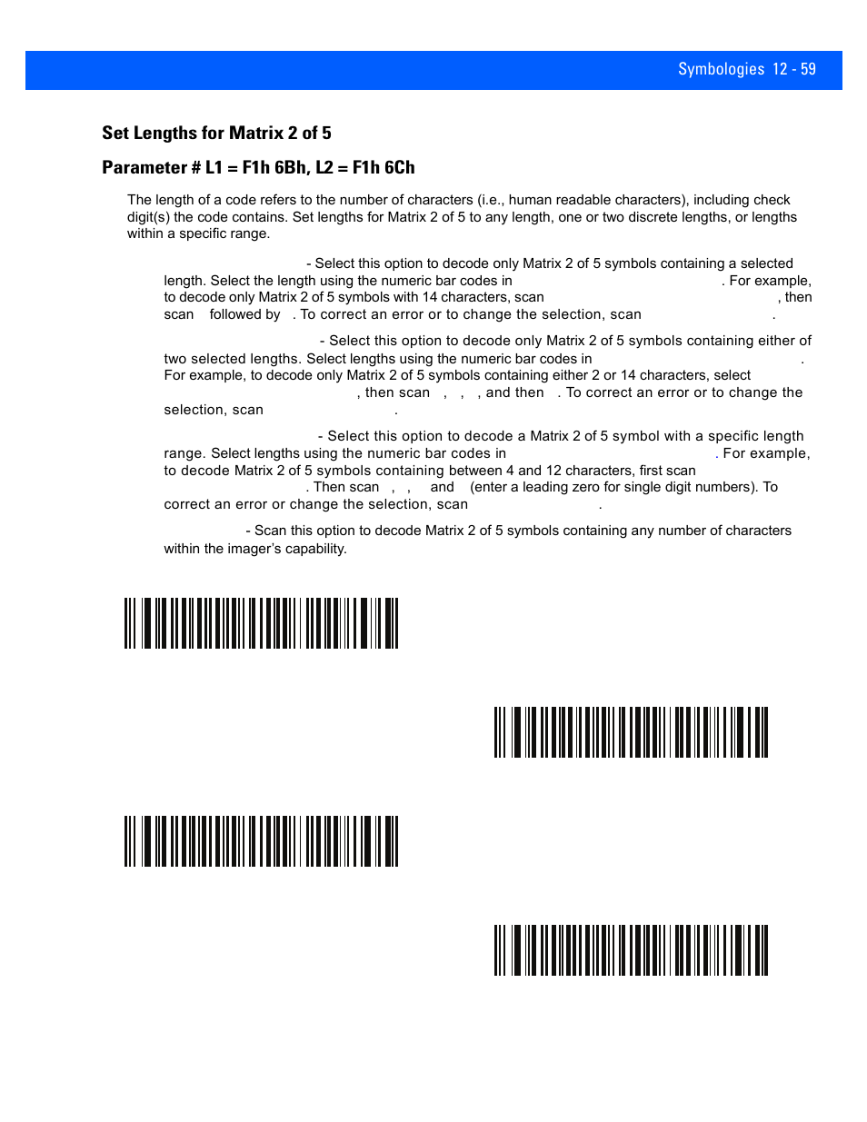 Set lengths for matrix 2 of 5, Set lengths for matrix 2 of 5 -59 | Rice Lake Motorola DS457 Laser Scanner User Manual | Page 281 / 428